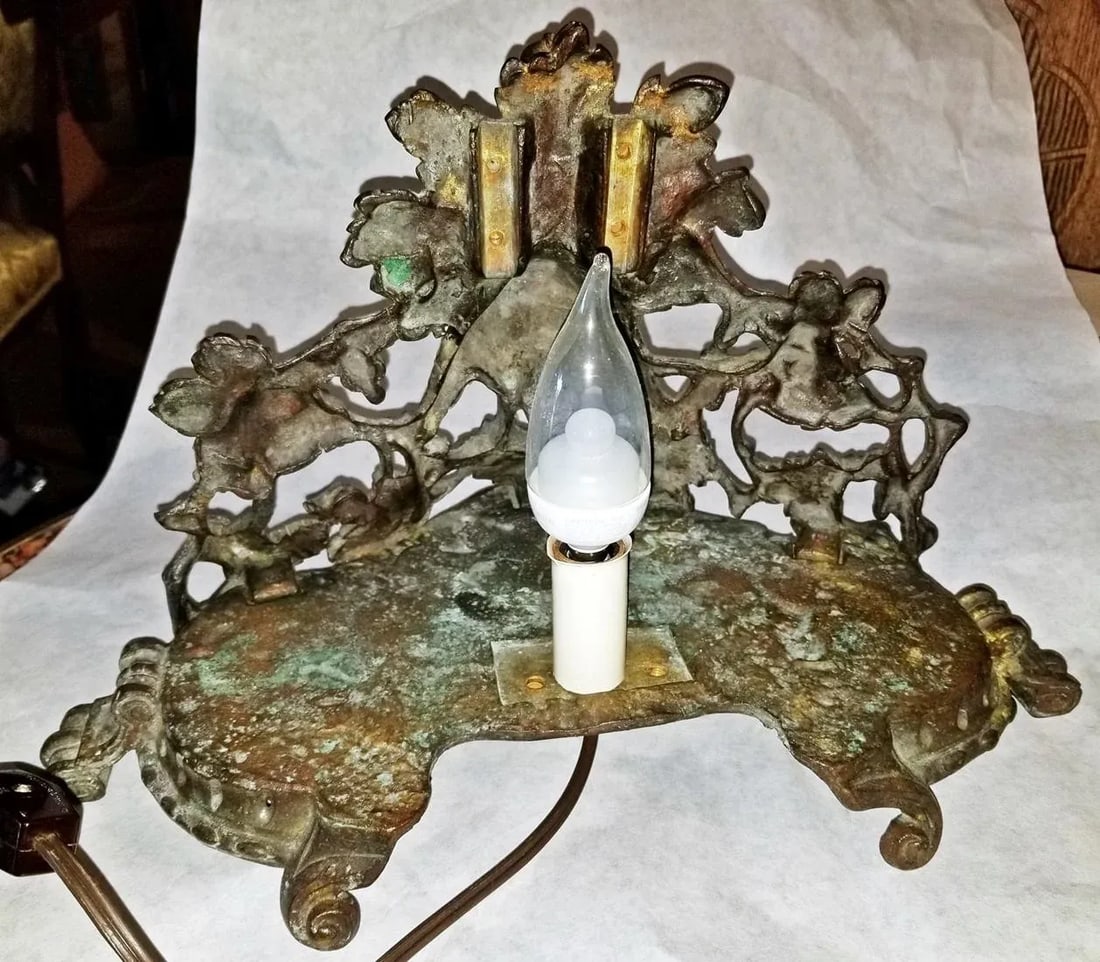 Antique Bronze Peacock Table Lamp - 5