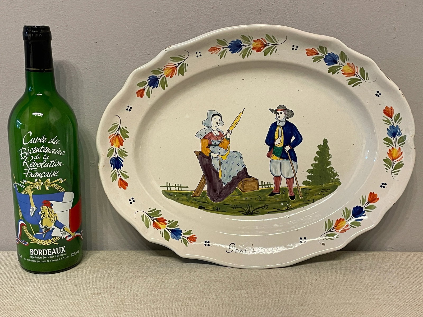 Early 20th Century French Faience Quimper Platter From Brittany, Signed Hb - 4
