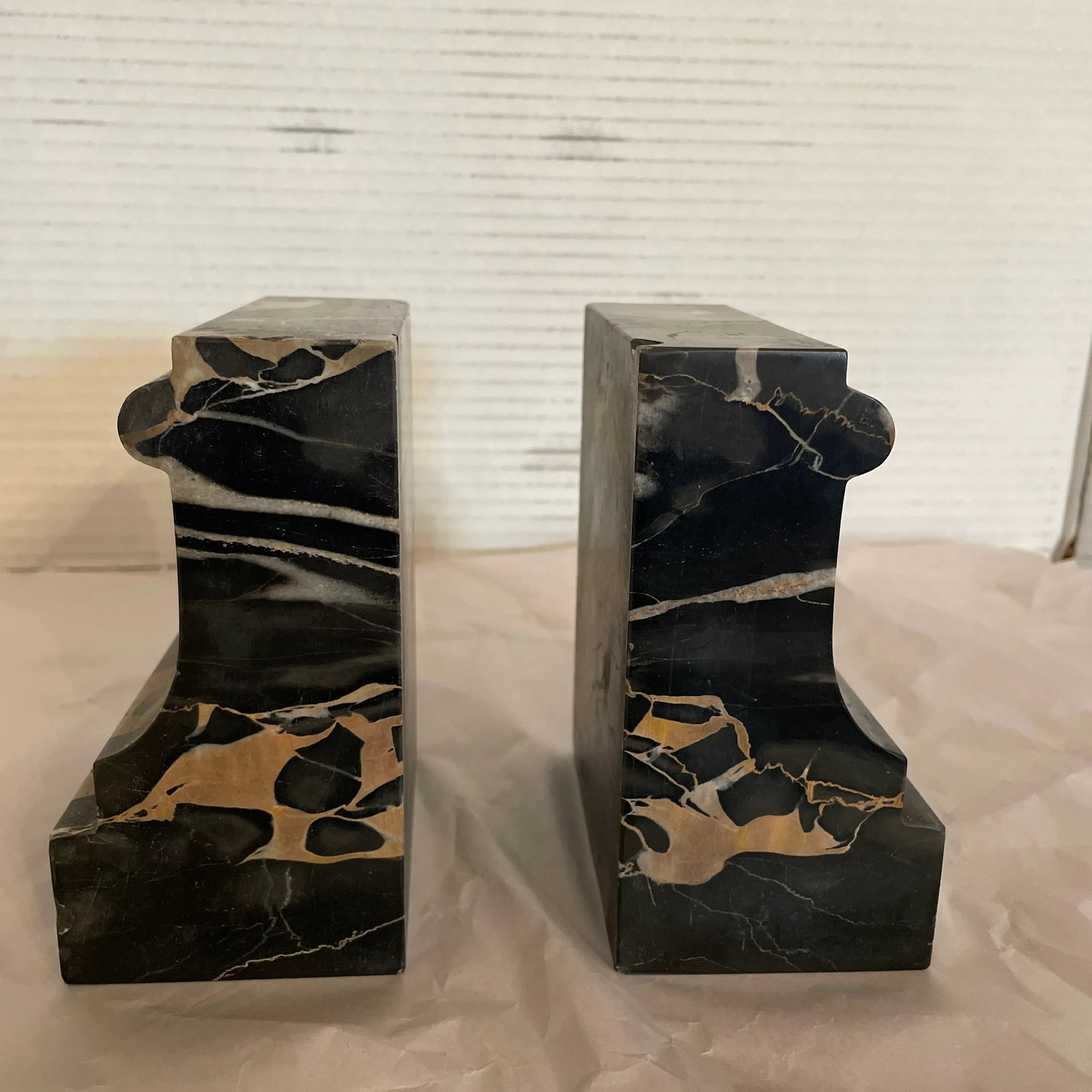 Antique Black Marble Bookends- a Pair - 2