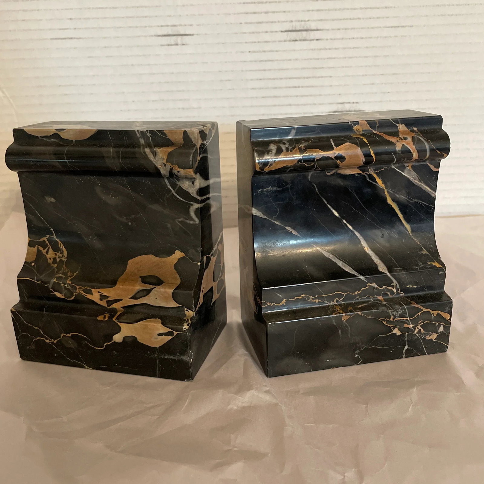 Antique Black Marble Bookends- a Pair - 3