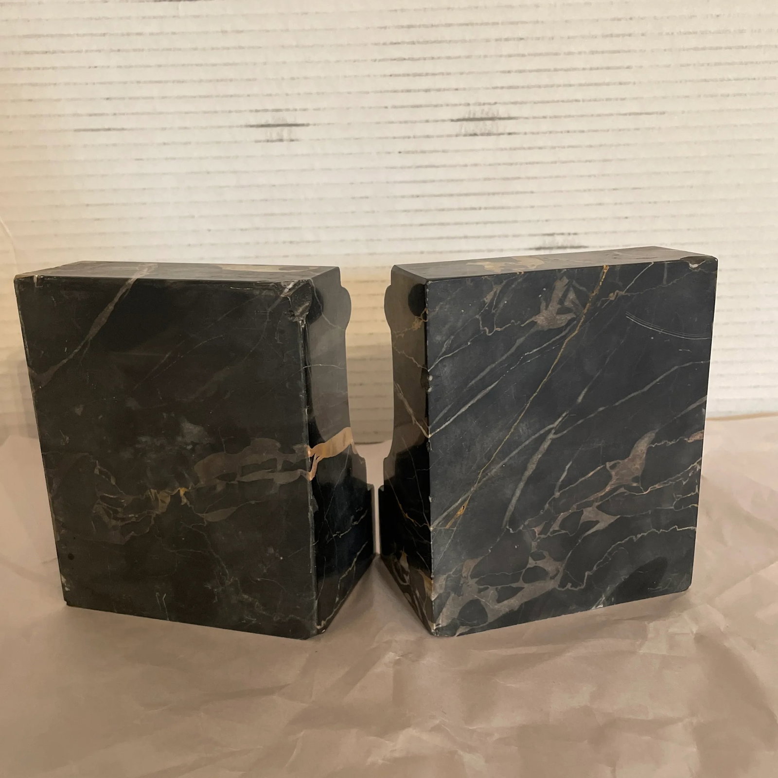 Antique Black Marble Bookends- a Pair - 4