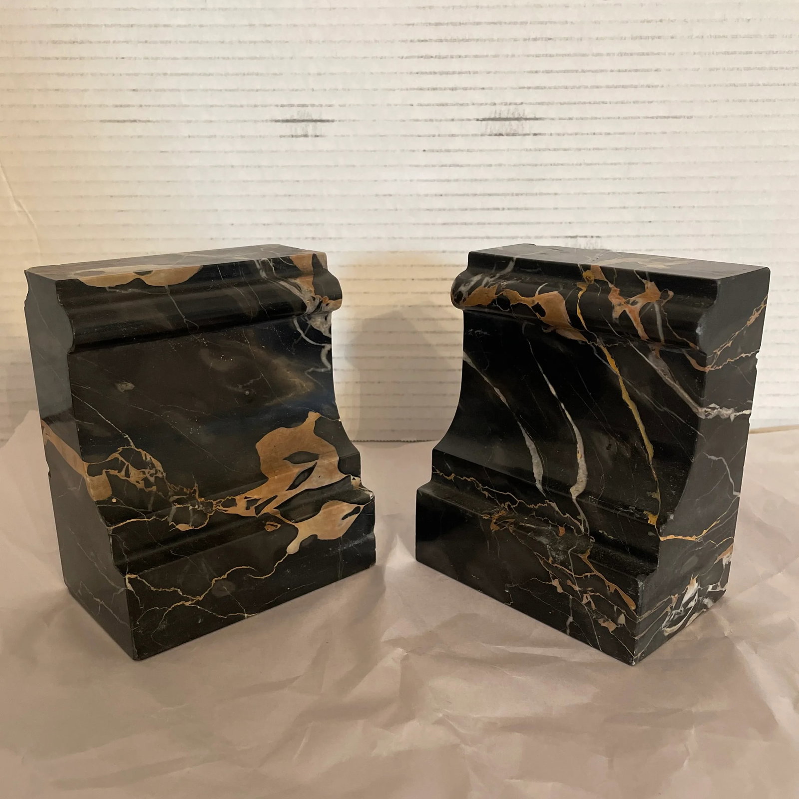 Antique Black Marble Bookends- a Pair - 5