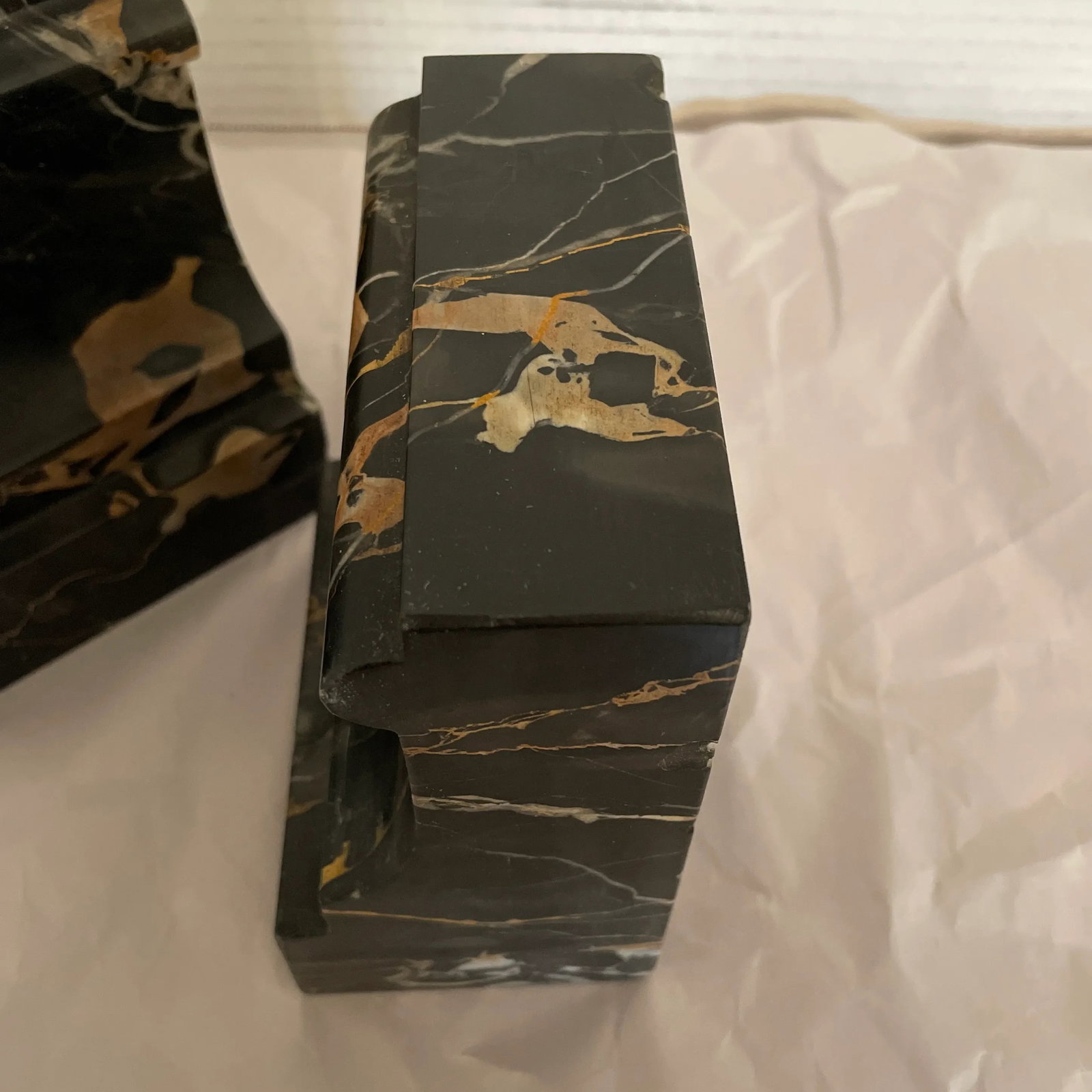 Antique Black Marble Bookends- a Pair - 6