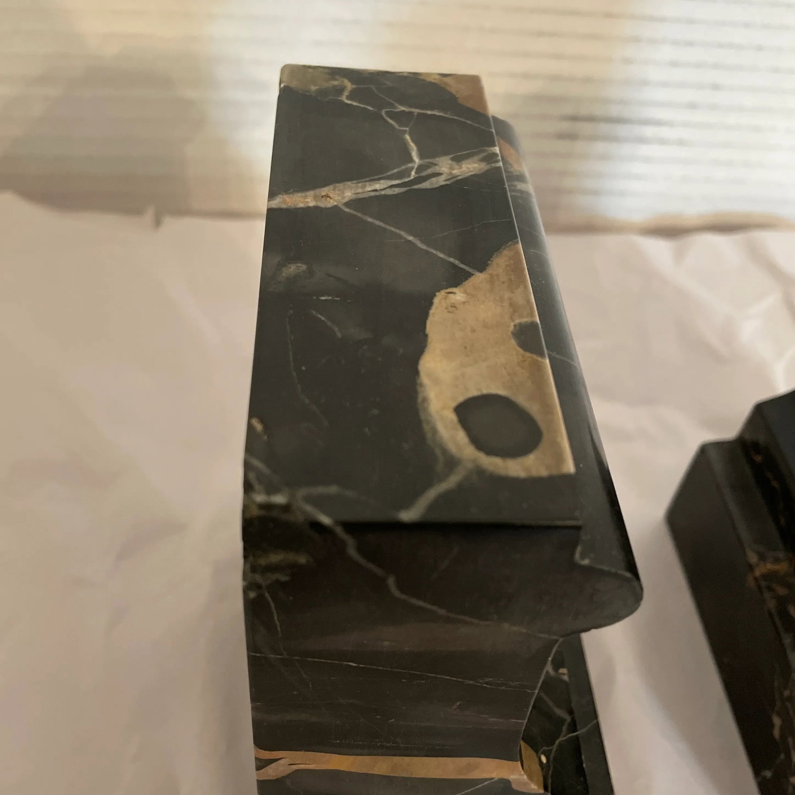 Antique Black Marble Bookends- a Pair - 7