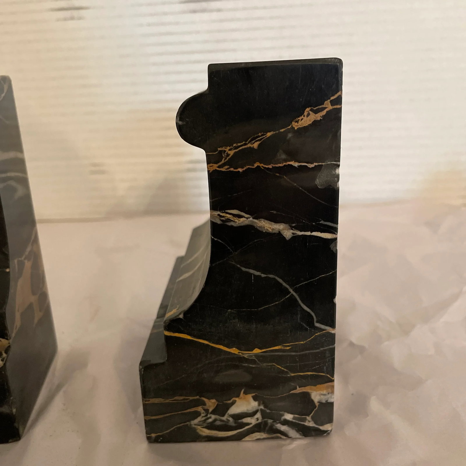 Antique Black Marble Bookends- a Pair - 9