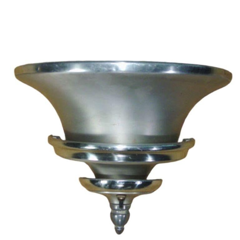 Brushed Aluminum Art Deco Demilune Wall Sconces by Walter Von Nessen, Pair - 3
