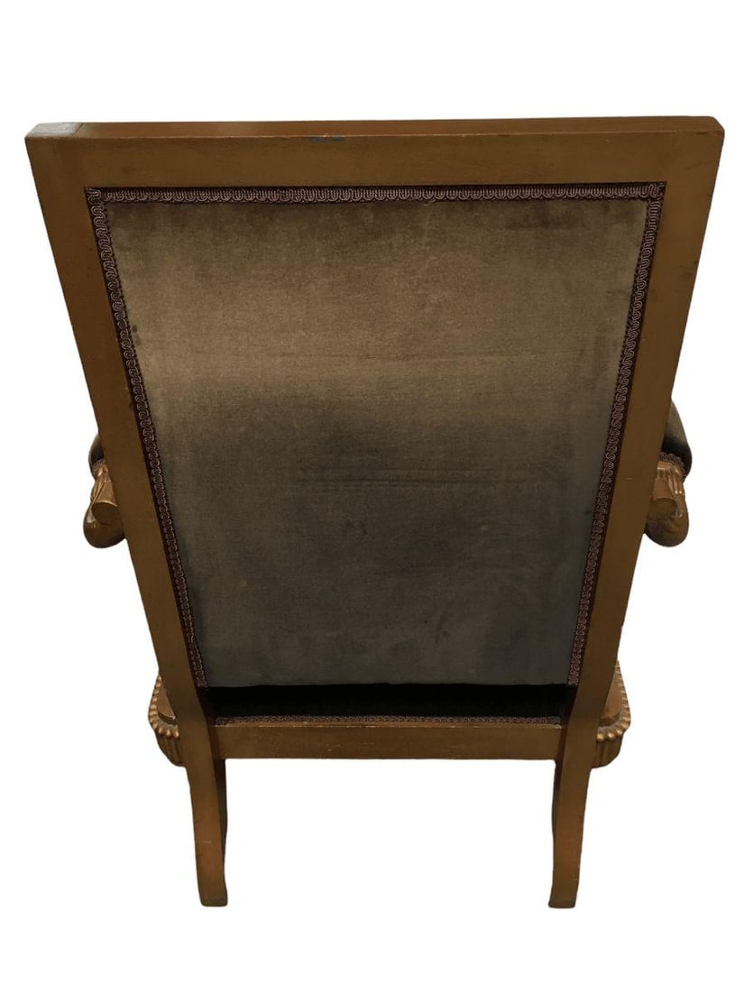 Vintage Velvet Upholstered Gorgeous Armchair with a Painted Dancer on the Back - 5