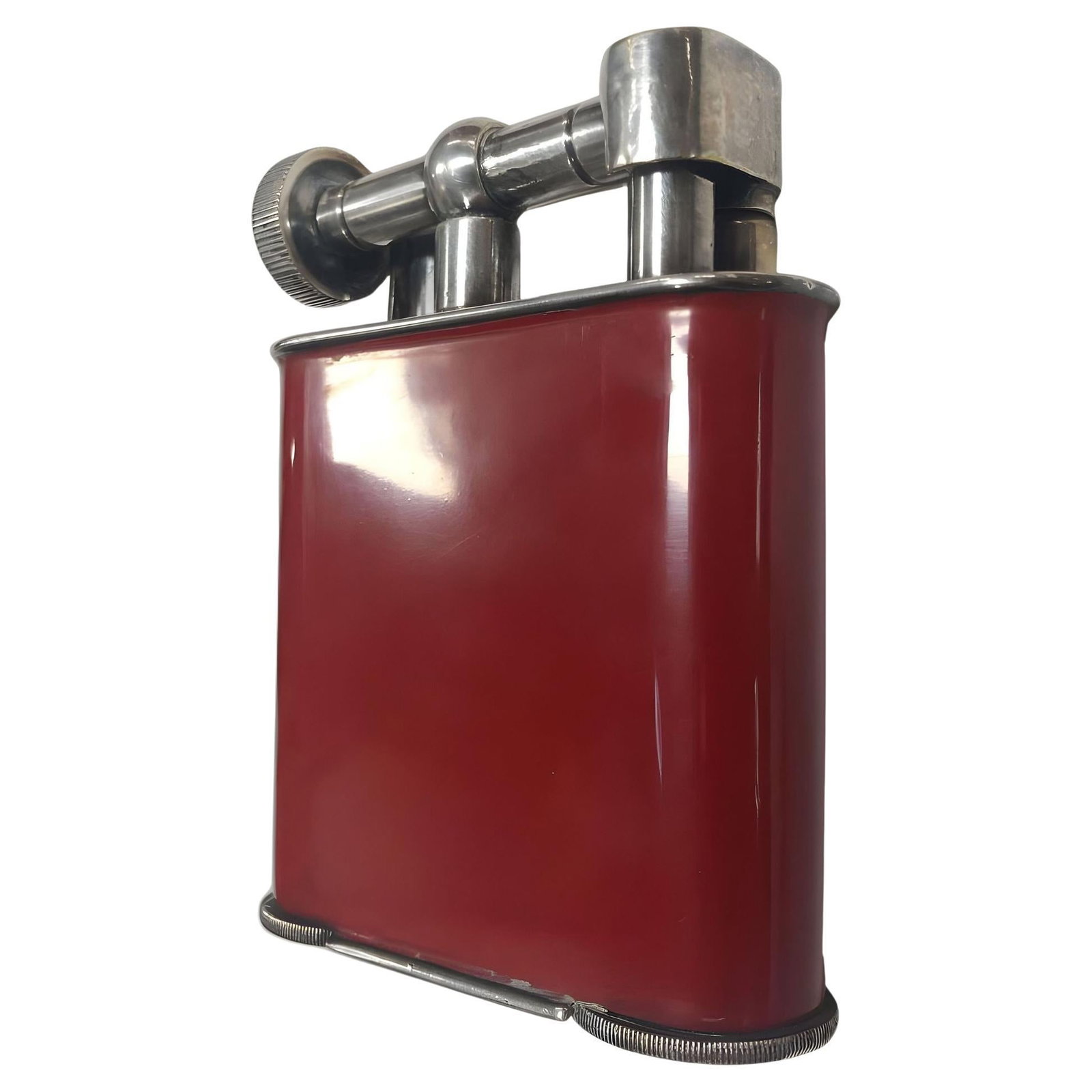 1920 Red Enamel Lift Arm French Table Lighter (1 of 5)