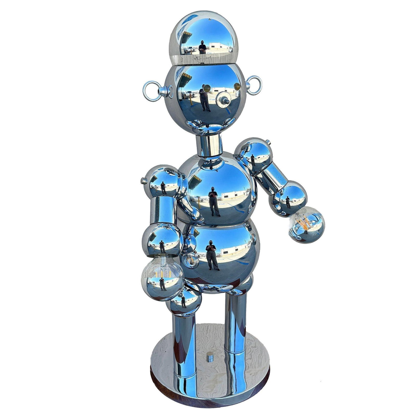 1975 Post-Modern Chrome Bubble Ball Robot Table Lamp by Torino Lamps - 2