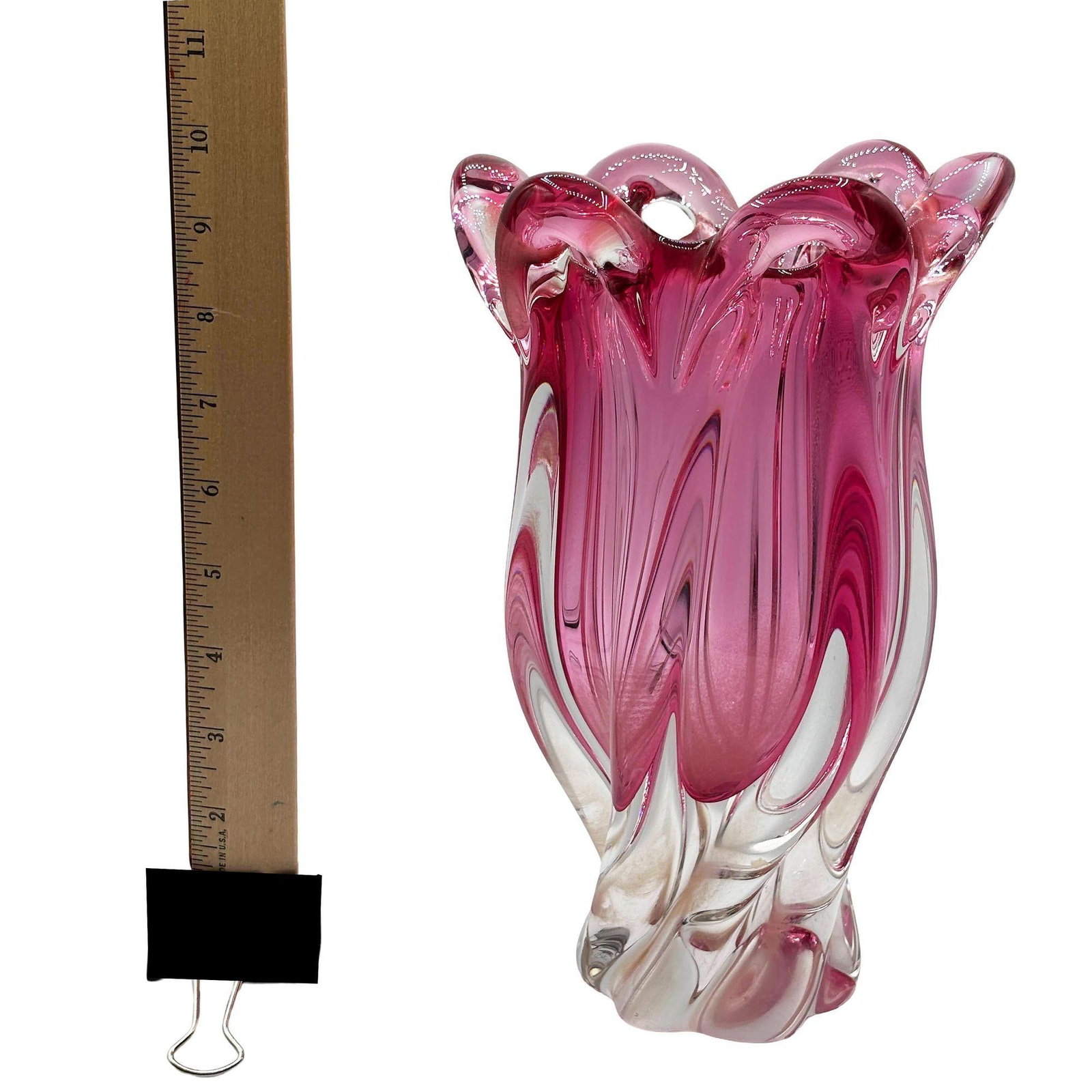 MCM Czech Cranberry Art Glass Vase by Josef Hospodka for Chribska Glassworks - 5