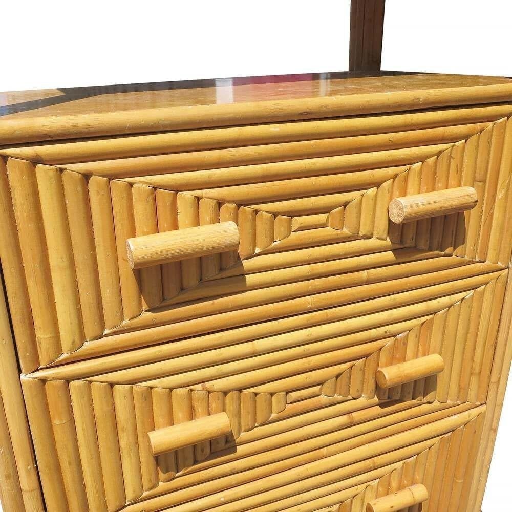 Restored Rattan & Mahogany Display Curio Cabinet Etagere - 3