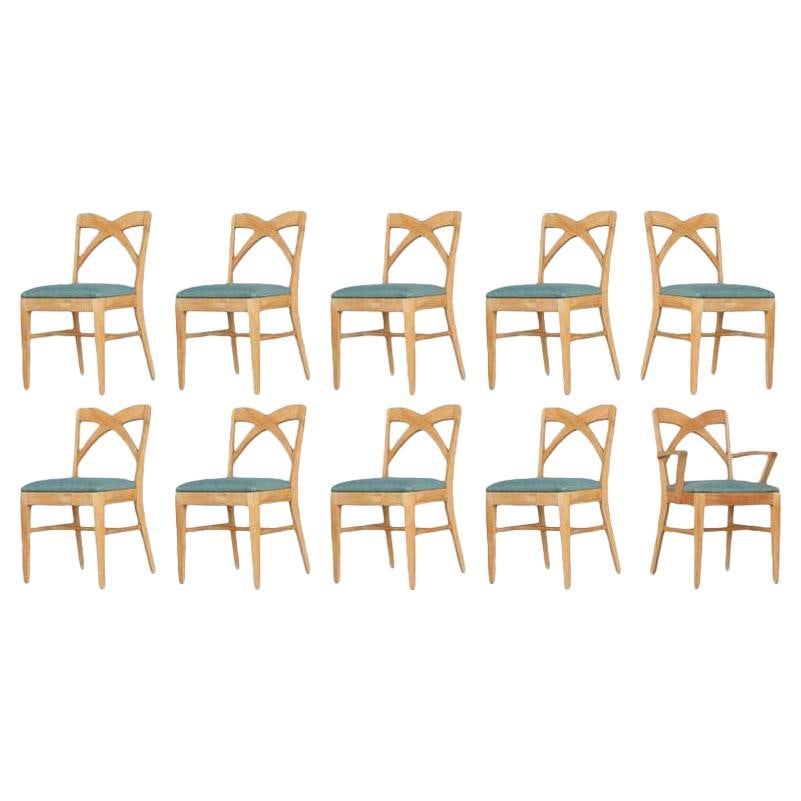 Mid-century Blond Birch Dining Chair by Paul Frankl for Brown Saltman, Set of 10 (1 of 5)