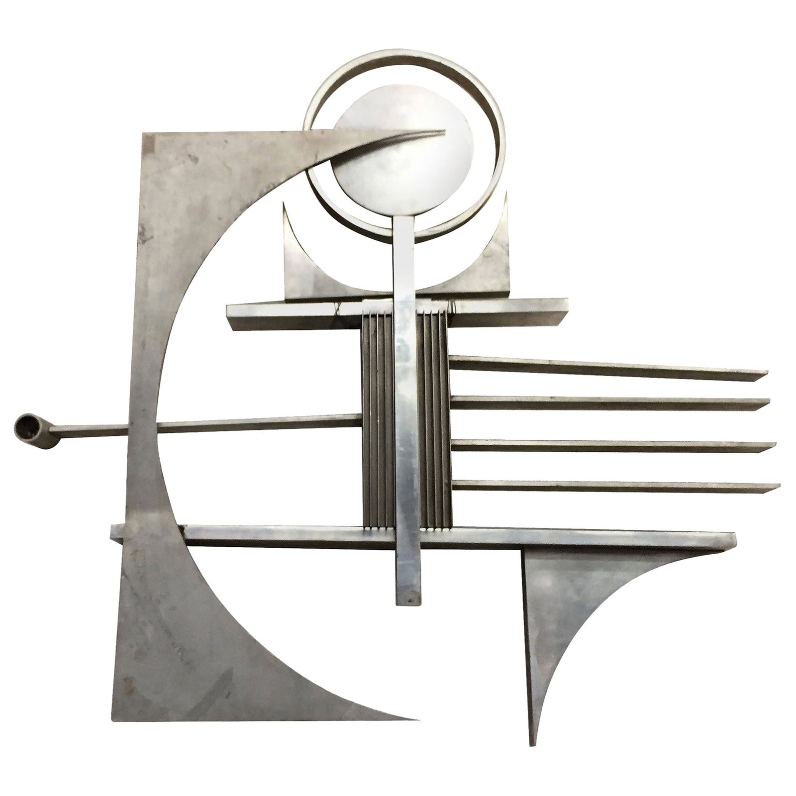 Mid-century Brutalist Free-Form Aluminum & Steel Geometric Art Wall Sculpture (1 of 5)