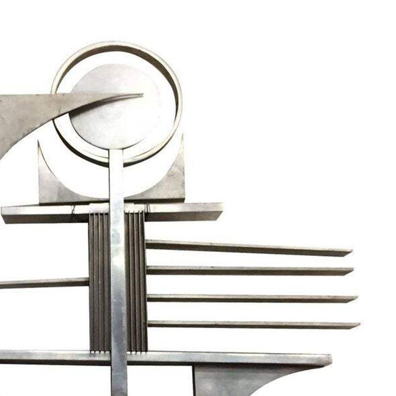 Mid-century Brutalist Free-Form Aluminum & Steel Geometric Art Wall Sculpture - 3