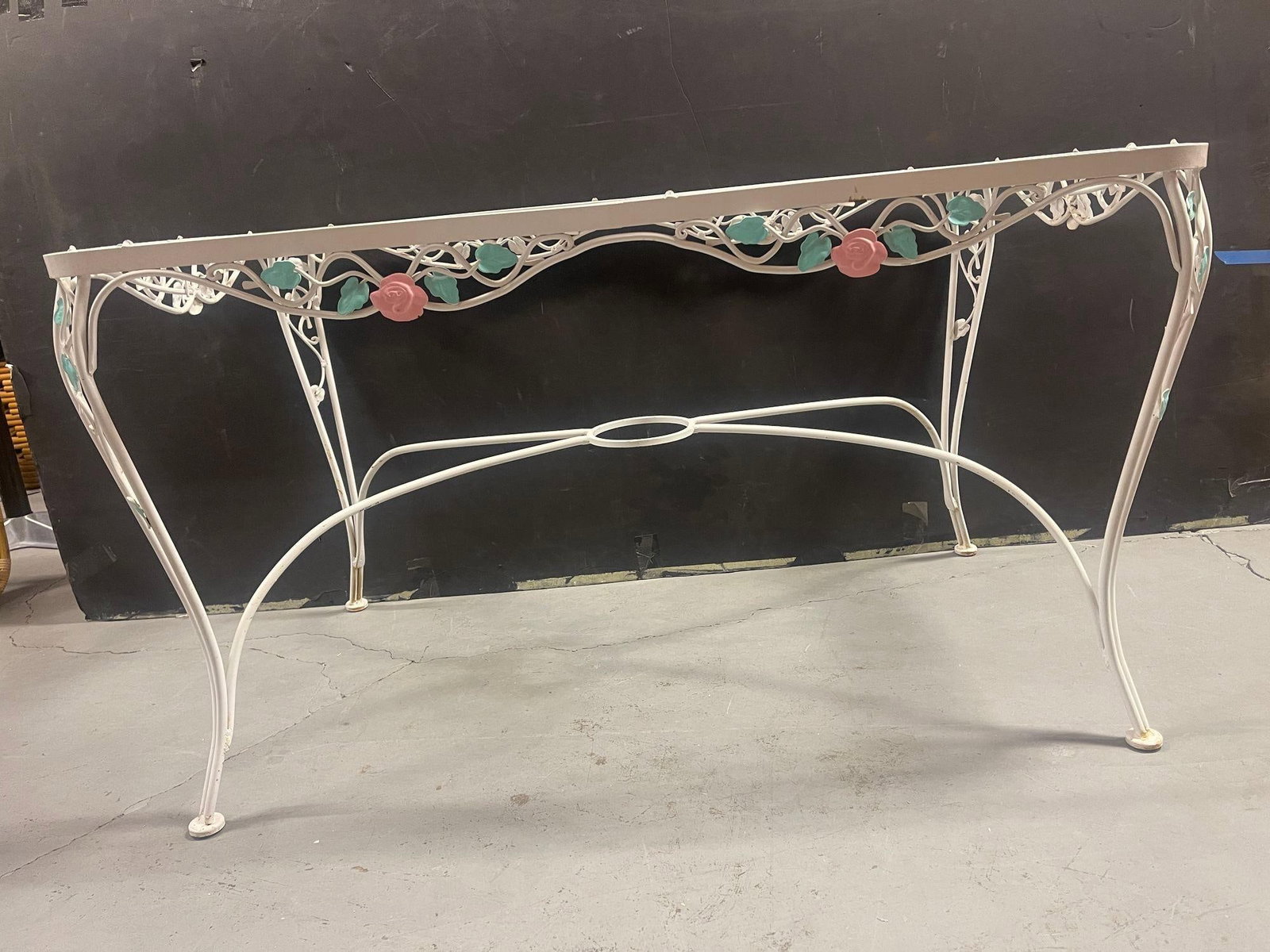 Pink Rose White Iron Garden Table and Chairs Set - 3