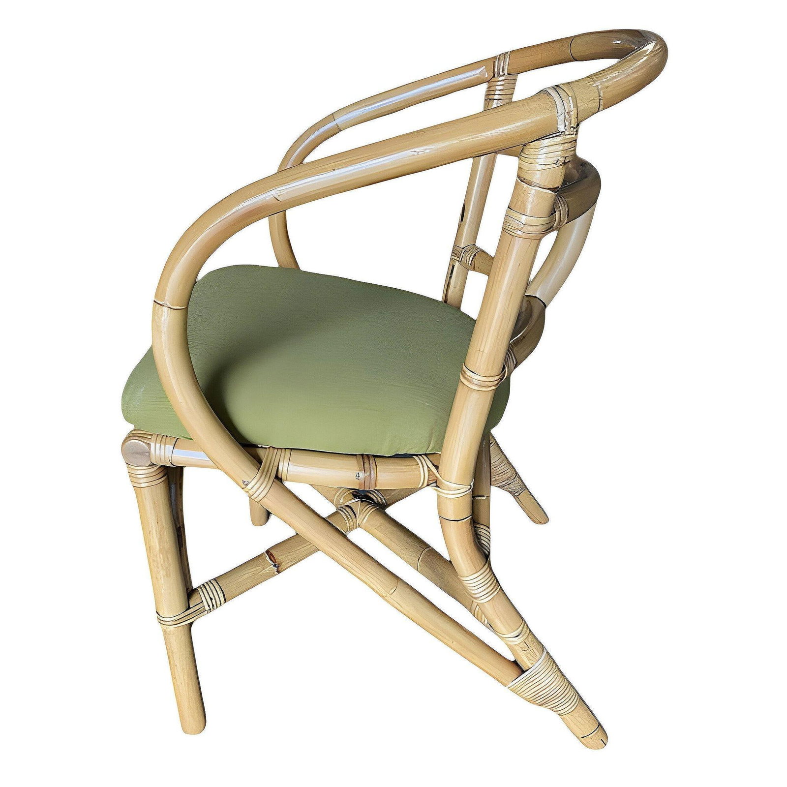 Pair of Restored Mid-Century Loop Arm Rattan Dining Armchairs - 3
