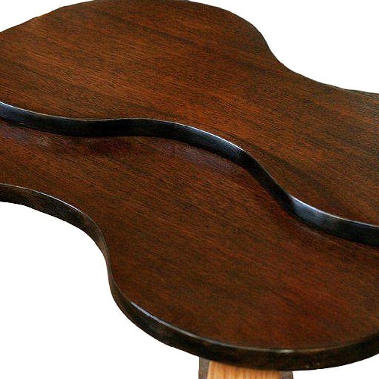 Jens Risom Style Two-tone Stepped Biomorphic Bent Plywood & Mahogany Side Table - 2