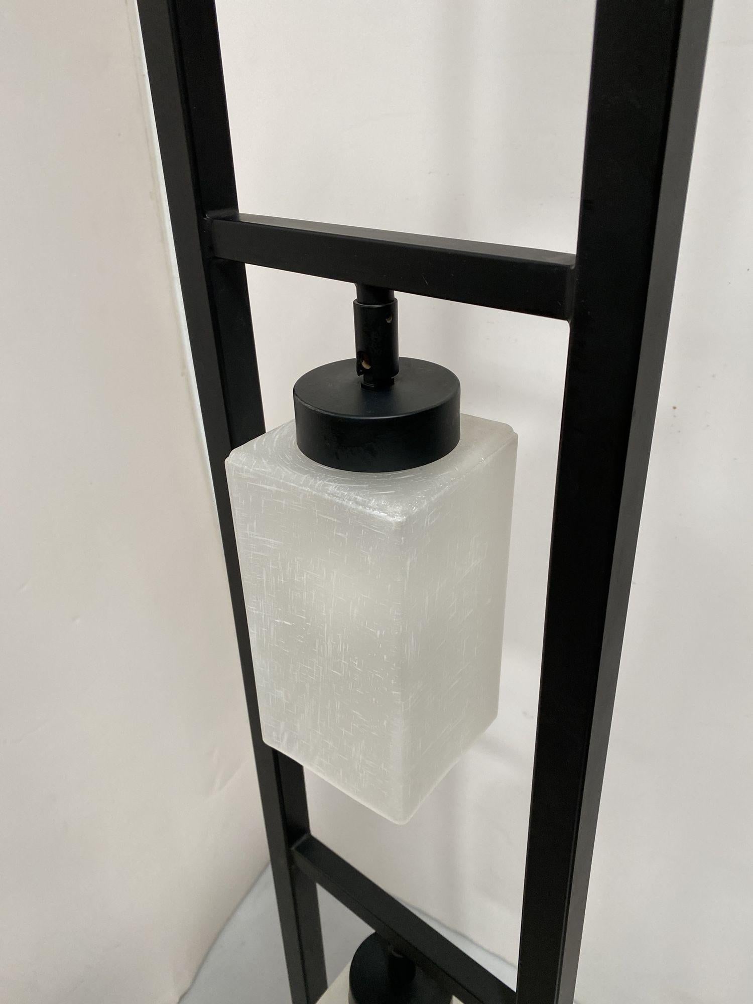 Asian Inspired Modernist Floor Lamp with Chrome Base - 3