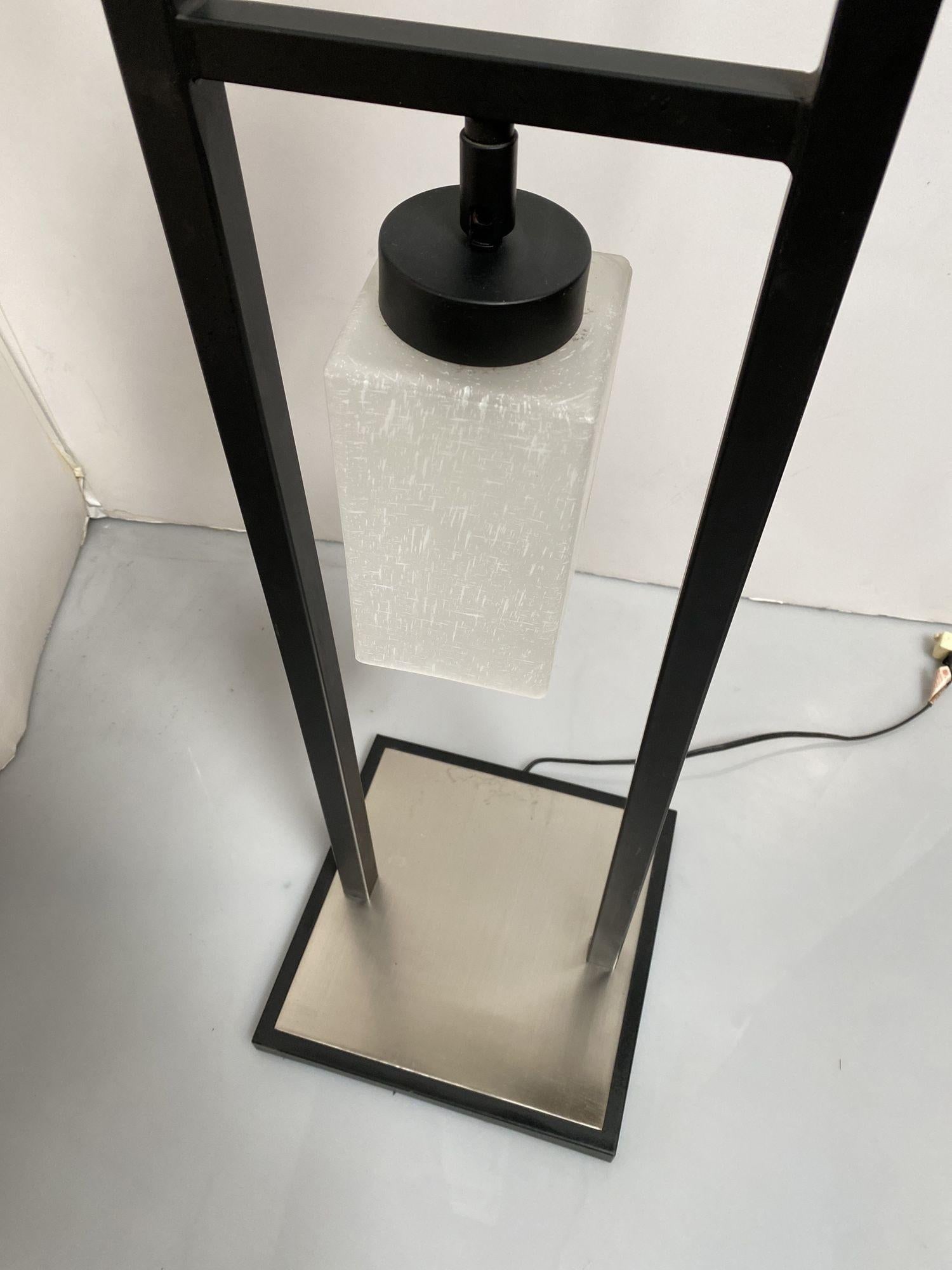 Asian Inspired Modernist Floor Lamp with Chrome Base - 4