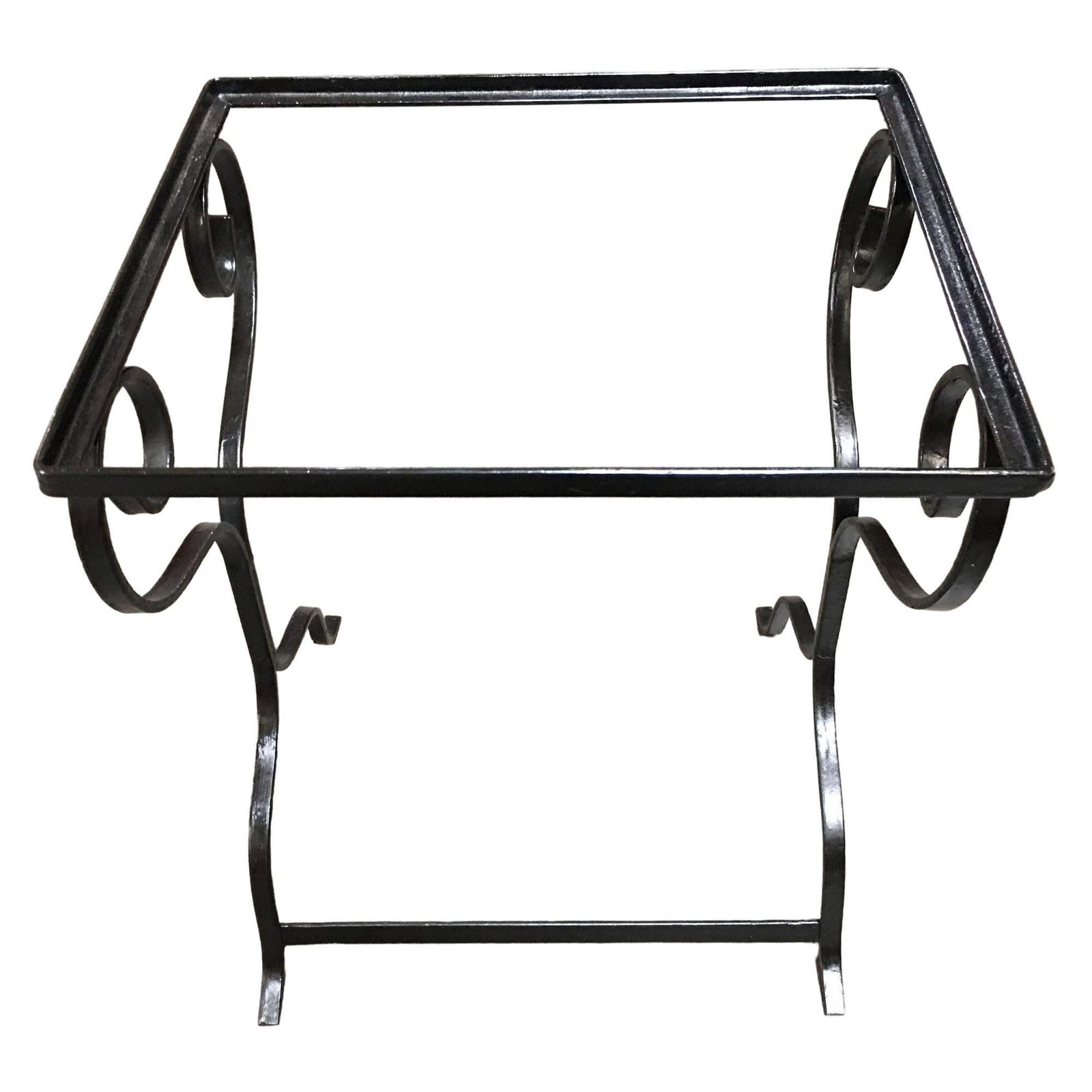 Midcentury Scrolling Iron Patio Nesting Side Tables with Glass Tops, Pair - 3