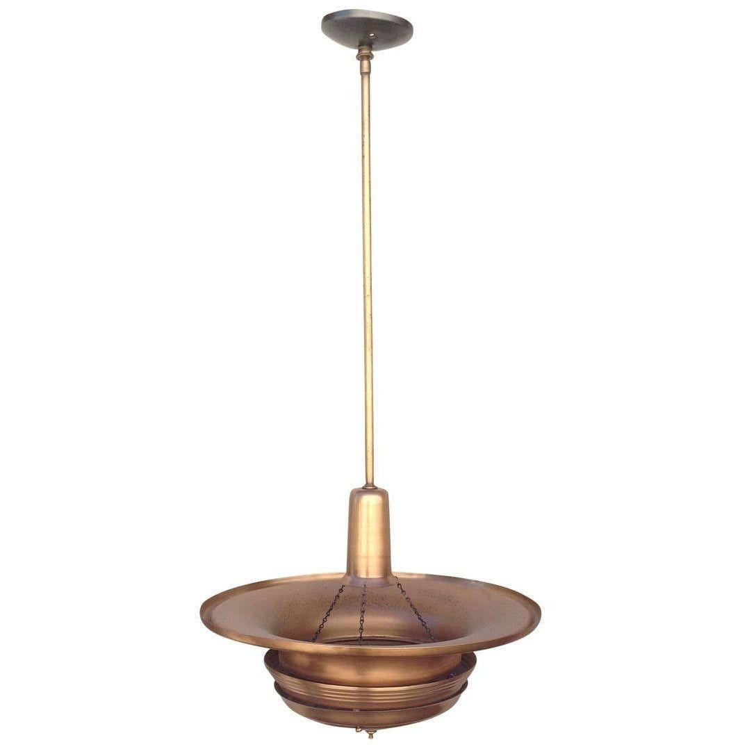 Streamline Machine Age Copper Tiered Disk Saucer Ceiling Hanging Pendant - 2