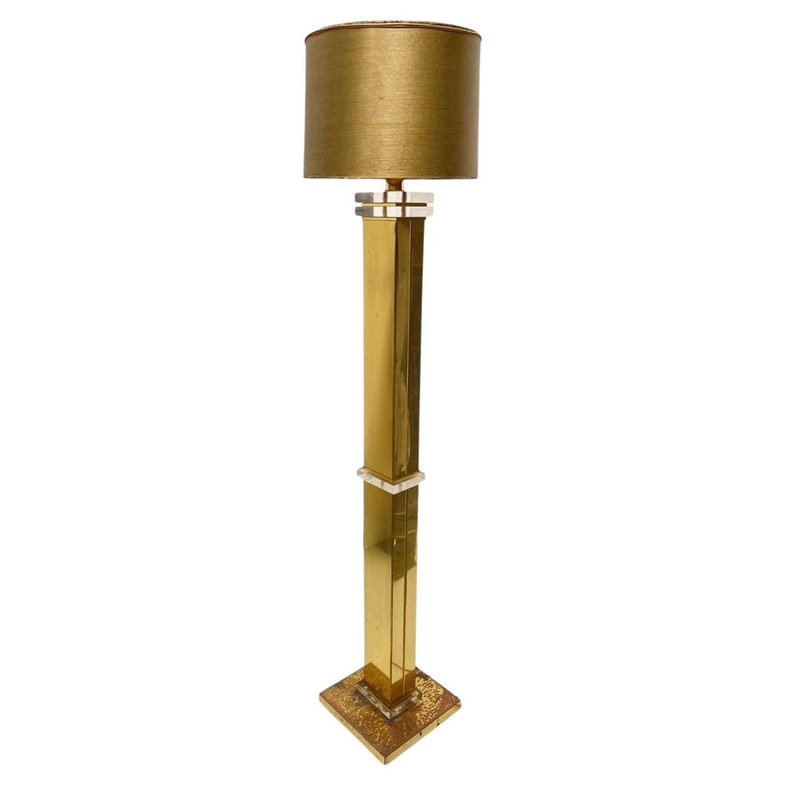 High Style Modern Lucite Acrylic and Brass Floor Lamp, Circa 1970 (1 of 5)