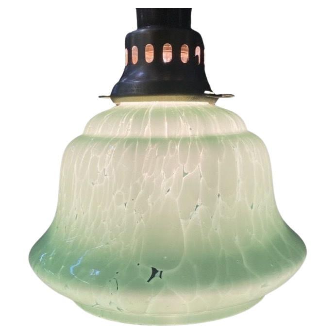 Murano Style Celedon Mint Glass Swirl Bell 2" Globe with Brass Pendent Fitter (1 of 5)