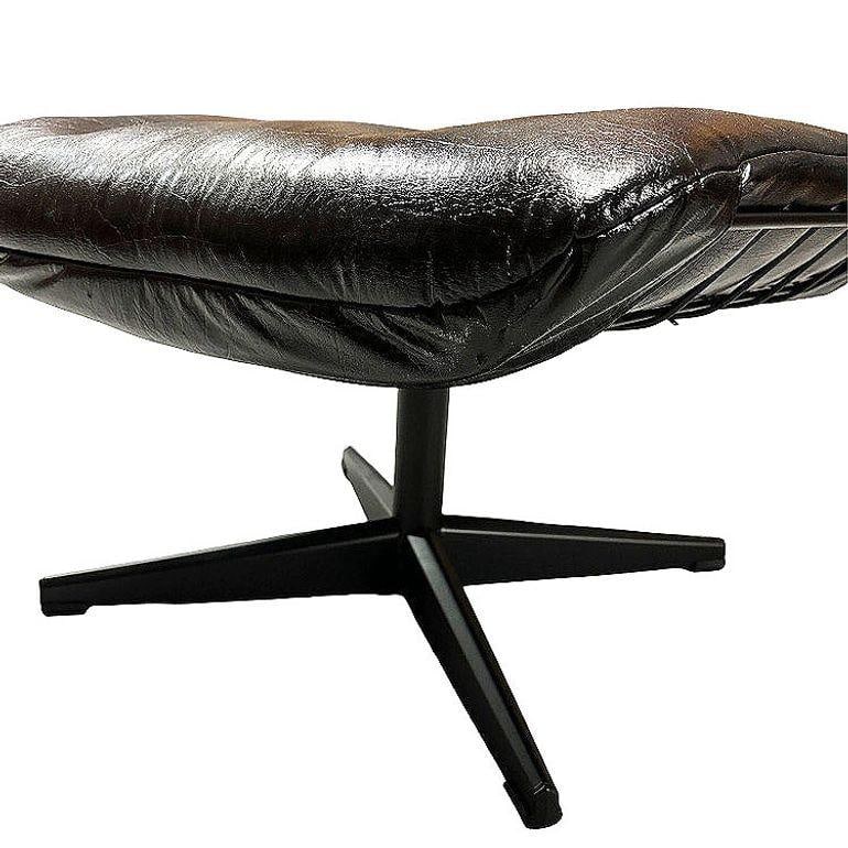 MCM Model 90 "Riviera" Swivel Springer Iron Lounge Chair w/ Ottoman by Homecrest - 3