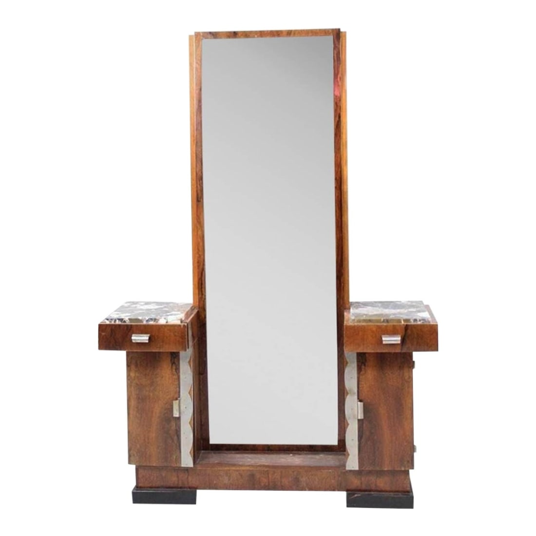 Art Deco Donald Deskey Style Palisander Wood and Marble Vanity w/ Full Mirror (1 of 5)