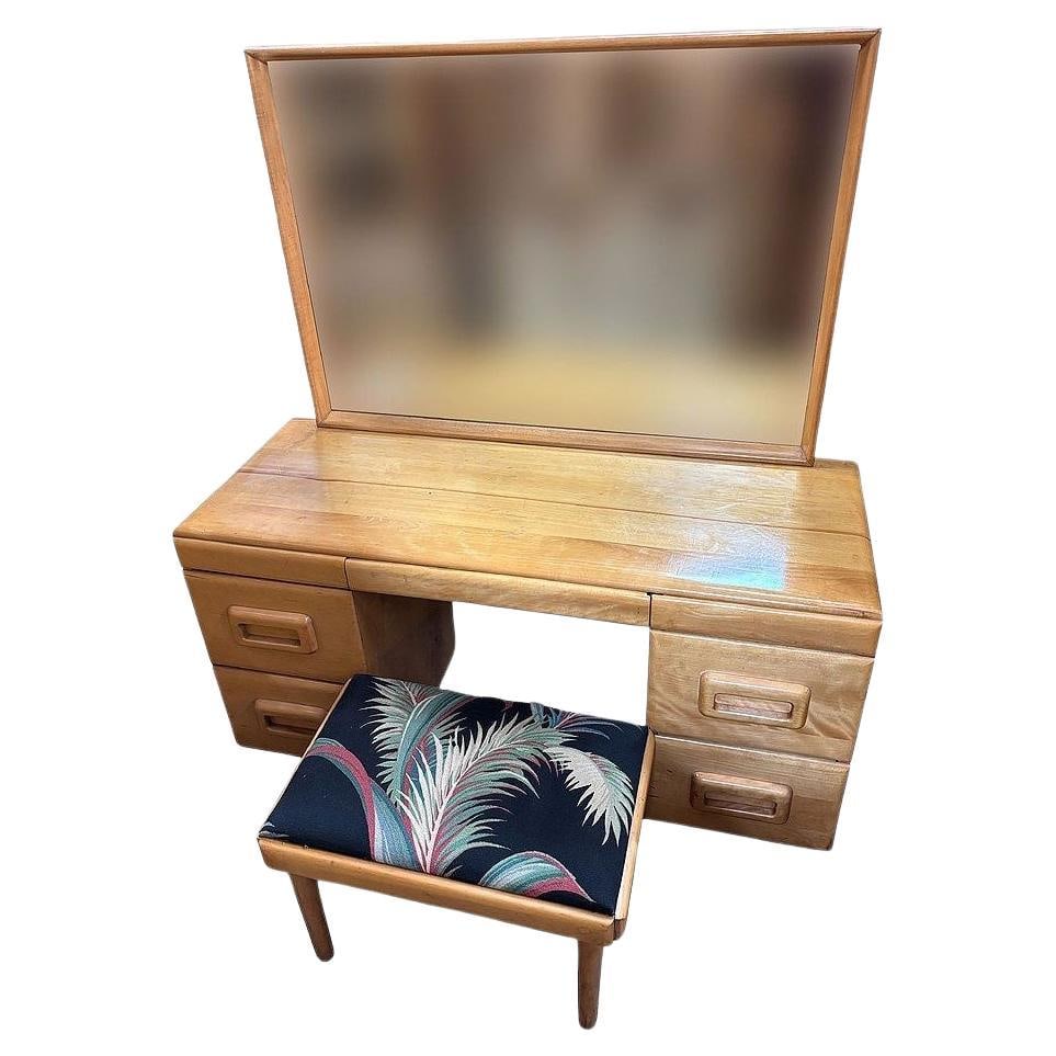 MCM Blond Maple Vanity/ Dressing Table w/ Bench by Russel Wright for Con (1 of 5)