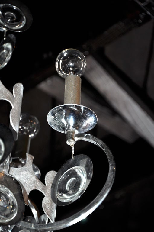 Rare 1960's Gaetano Sciolari Chrome and Beaded Crystal Chandelier - 2