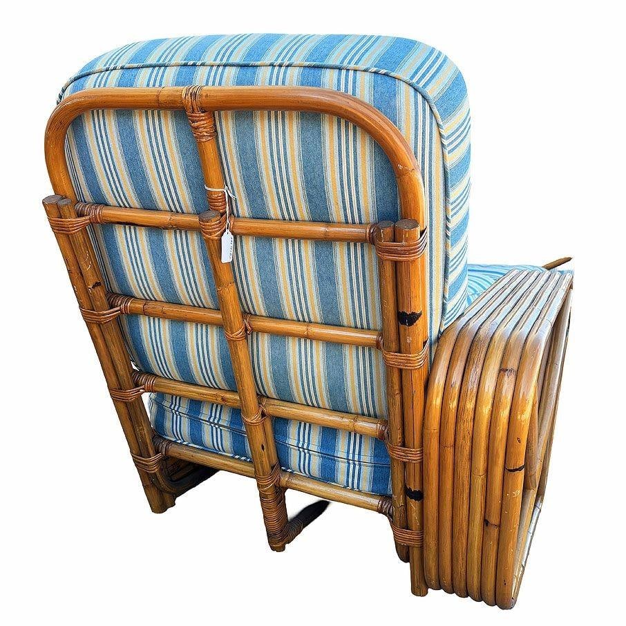 Restored MCM Rattan Six Strand Square Pretzel Table & Seating Livingroom Set - 5