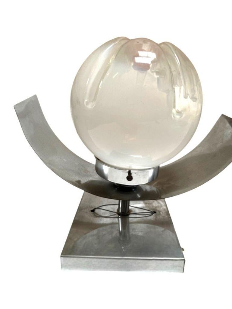 Mid-century Chrome & Murano Art Glass Space-age Wall Sconce by A.V. Mazzega - 3
