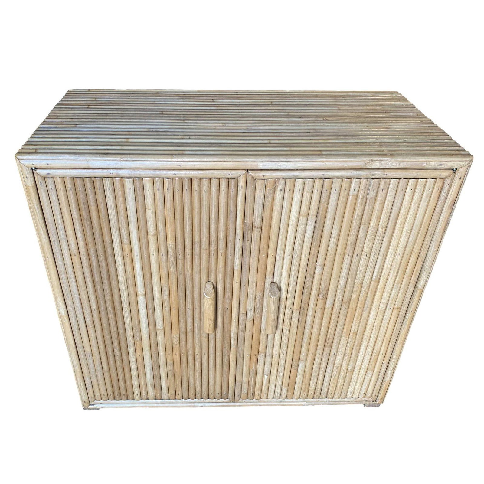 Restored Vertically Stacked Rattan Lowboy Cabinbet - 2