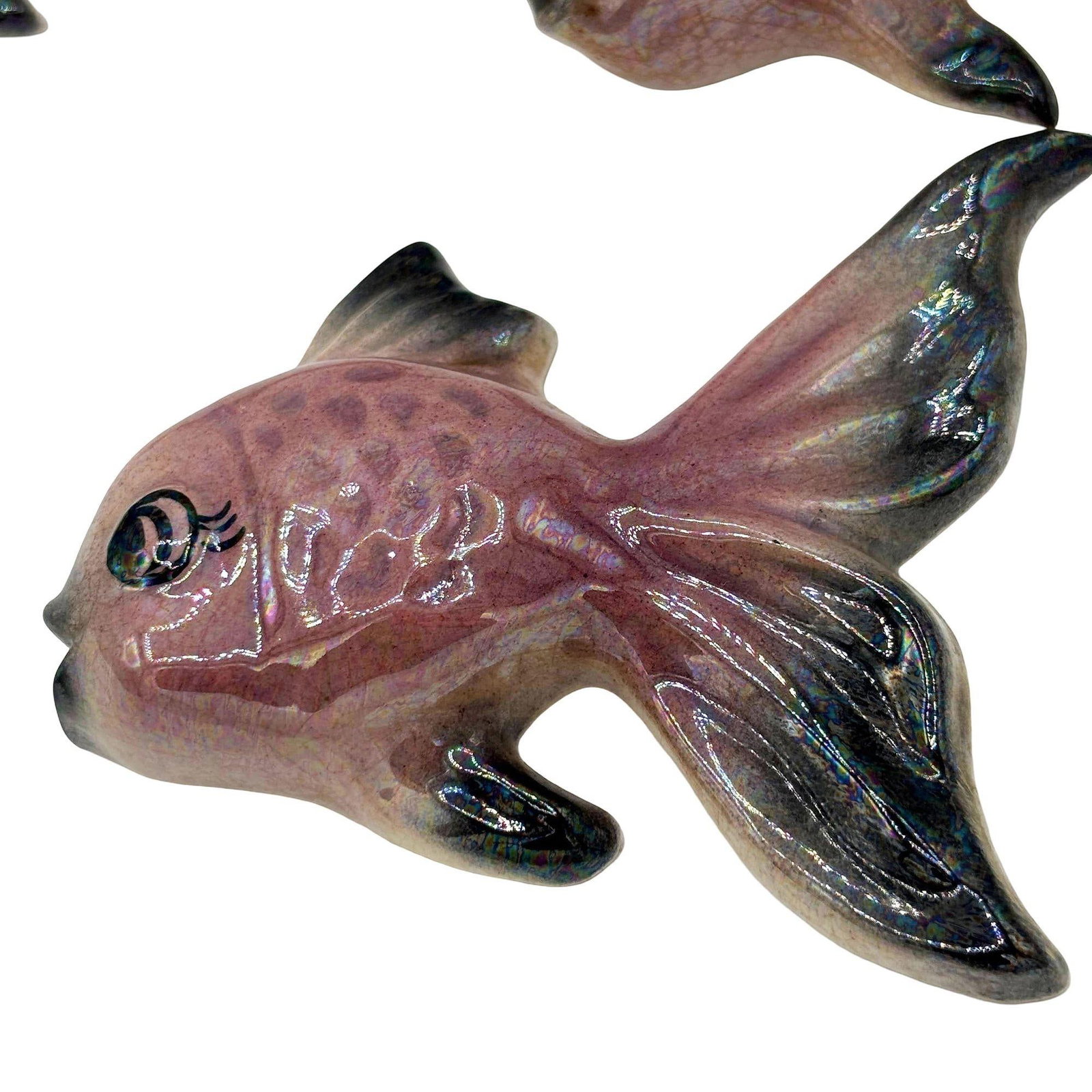 MCM Ceramic Angel Fish with Bubbles 8 Piece Wall Sculpture Set by Ceramicraft - 2