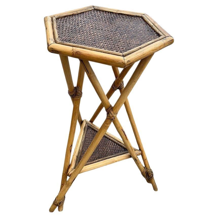 Restored Aesthetic Movement Tiger Bamboo Grassmatt Hexagon Plant Stand (1 of 5)