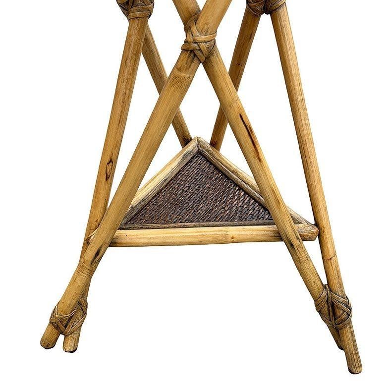 Restored Aesthetic Movement Tiger Bamboo Grassmatt Hexagon Plant Stand - 5