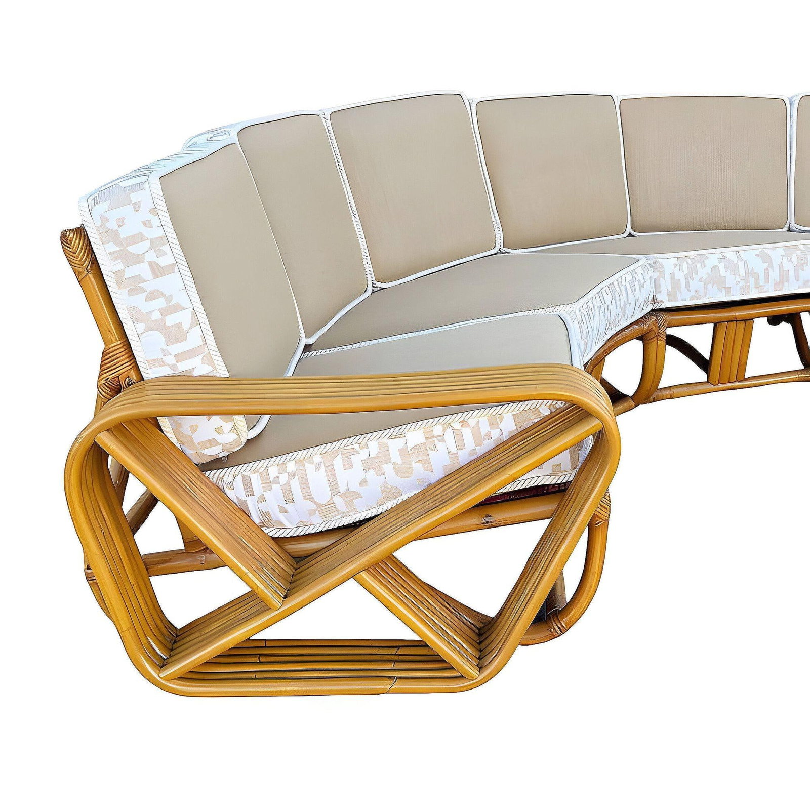 Restored 6-Strand Square Pretzel Rattan Corner Sectional Sofa - 2