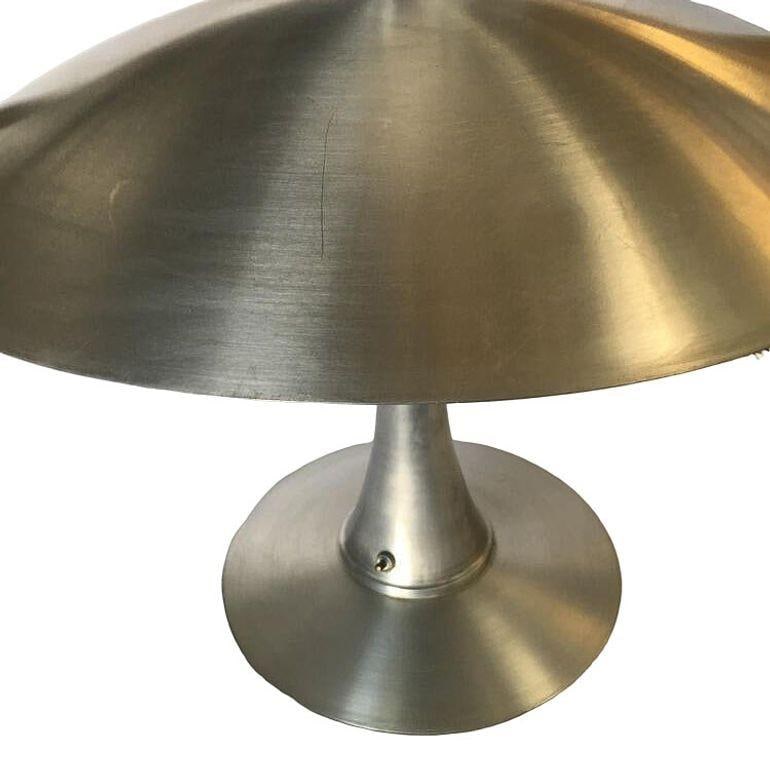 Art Deco Style Machine Age Table Lamp with Large Spun Aluminum Shade - 2