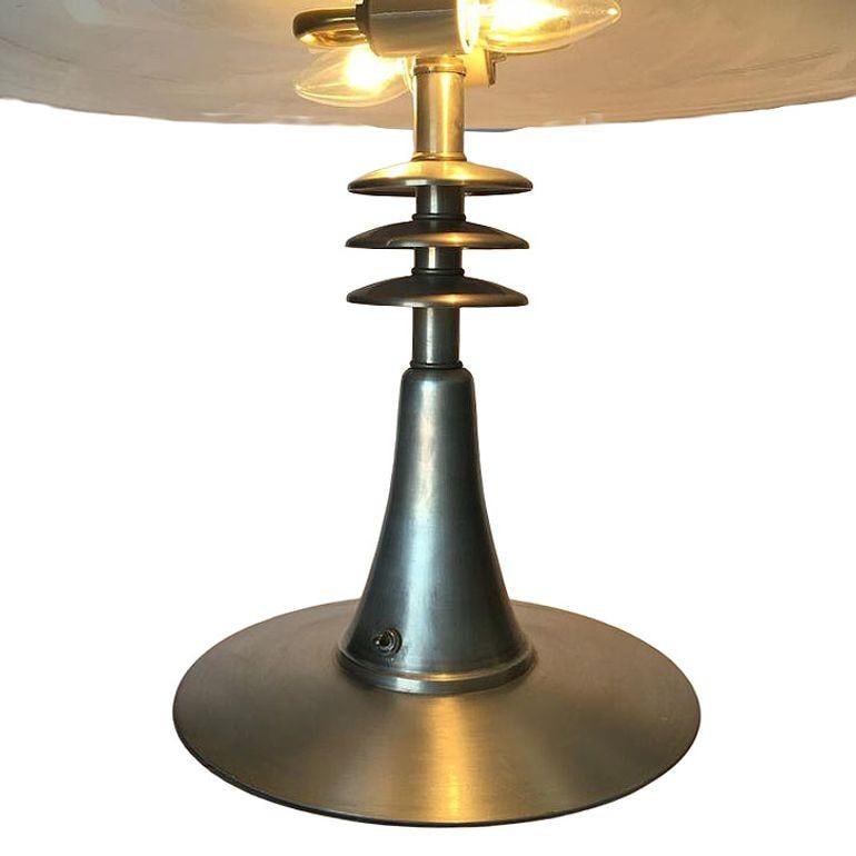 Art Deco Style Machine Age Table Lamp with Large Spun Aluminum Shade - 3