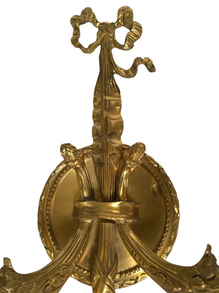 Vintage Pair of Solid Brass Wall-Mount Sconces. - 5