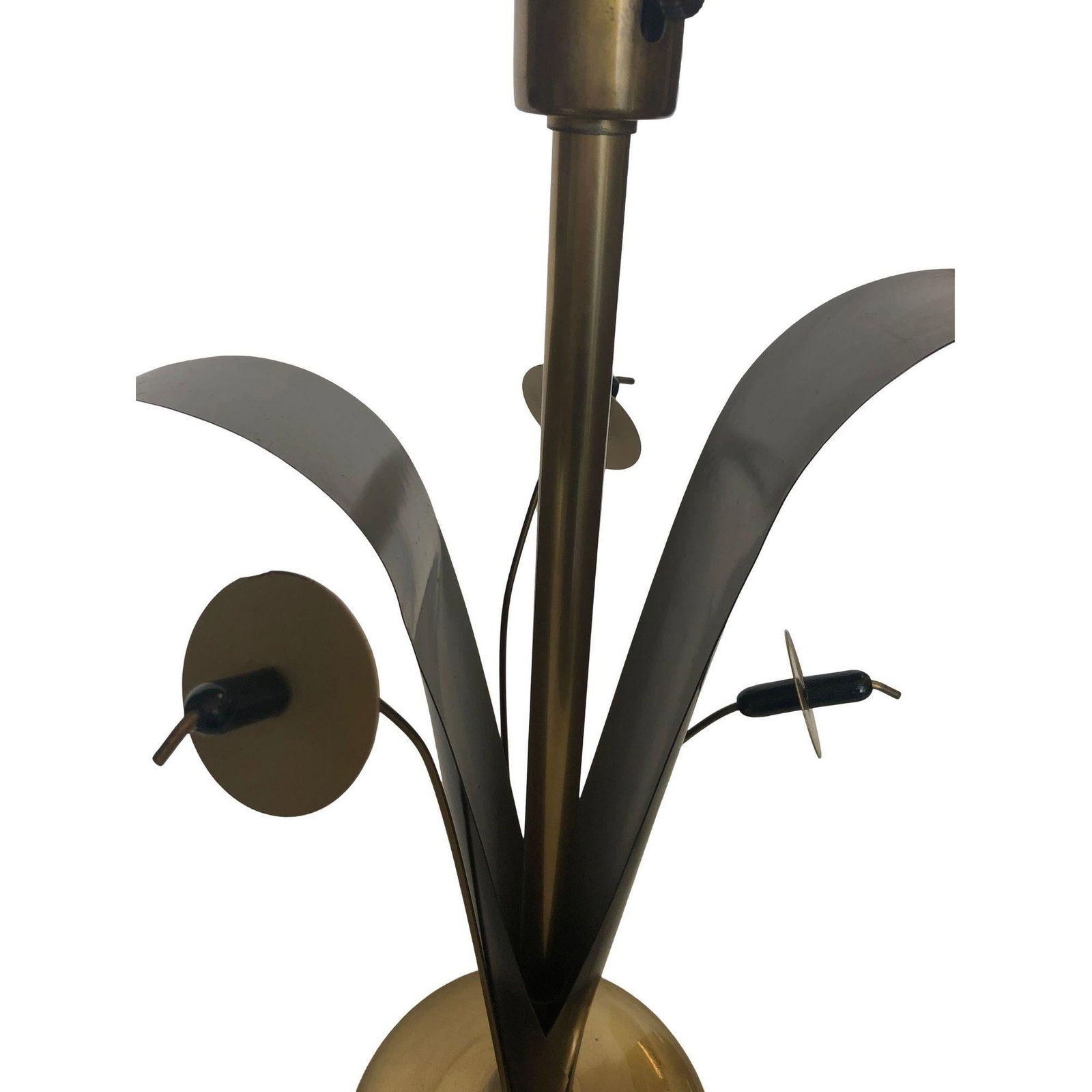 Pair of Mid-century Brass and Black Metal Willow Table Lamps - 2