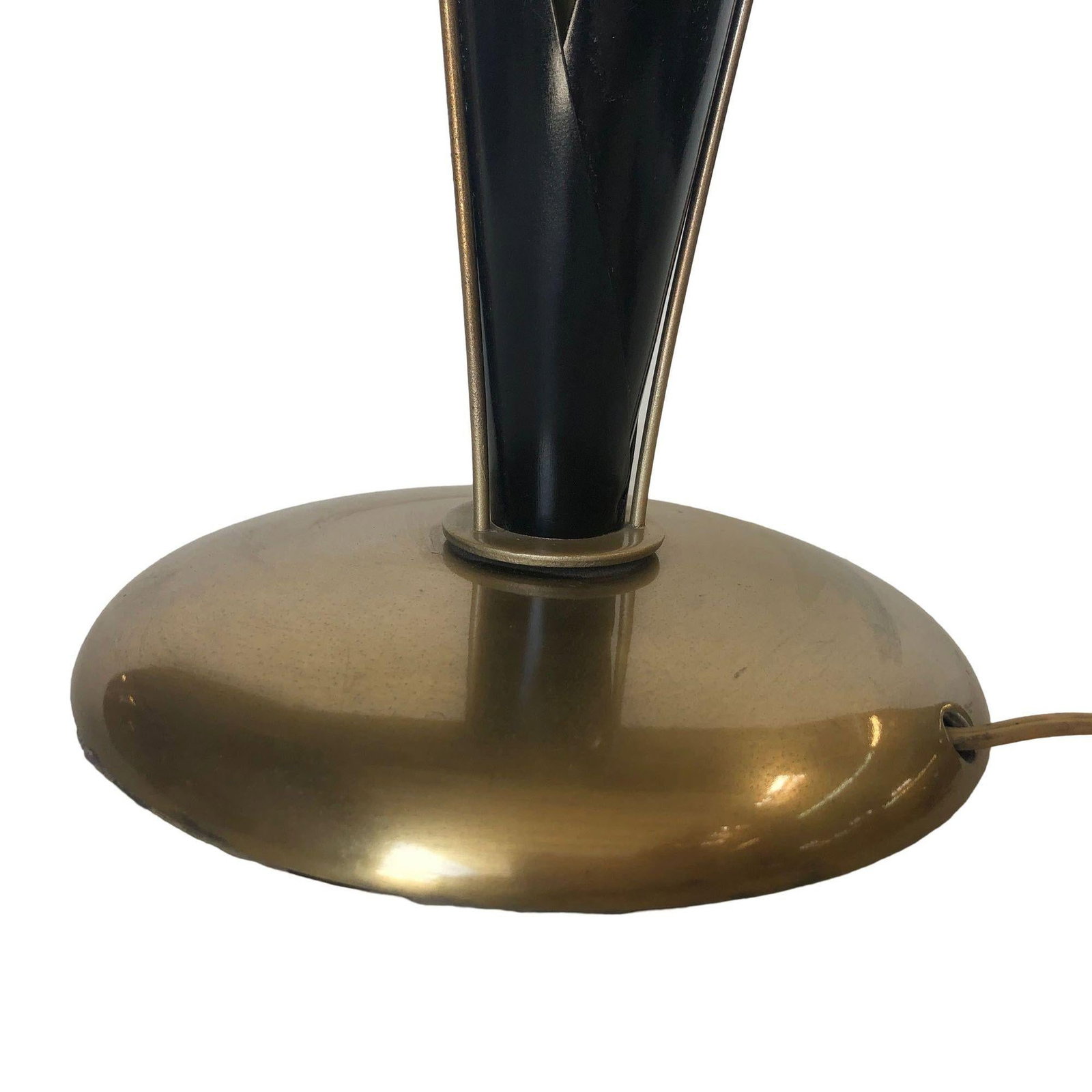 Pair of Mid-century Brass and Black Metal Willow Table Lamps - 4