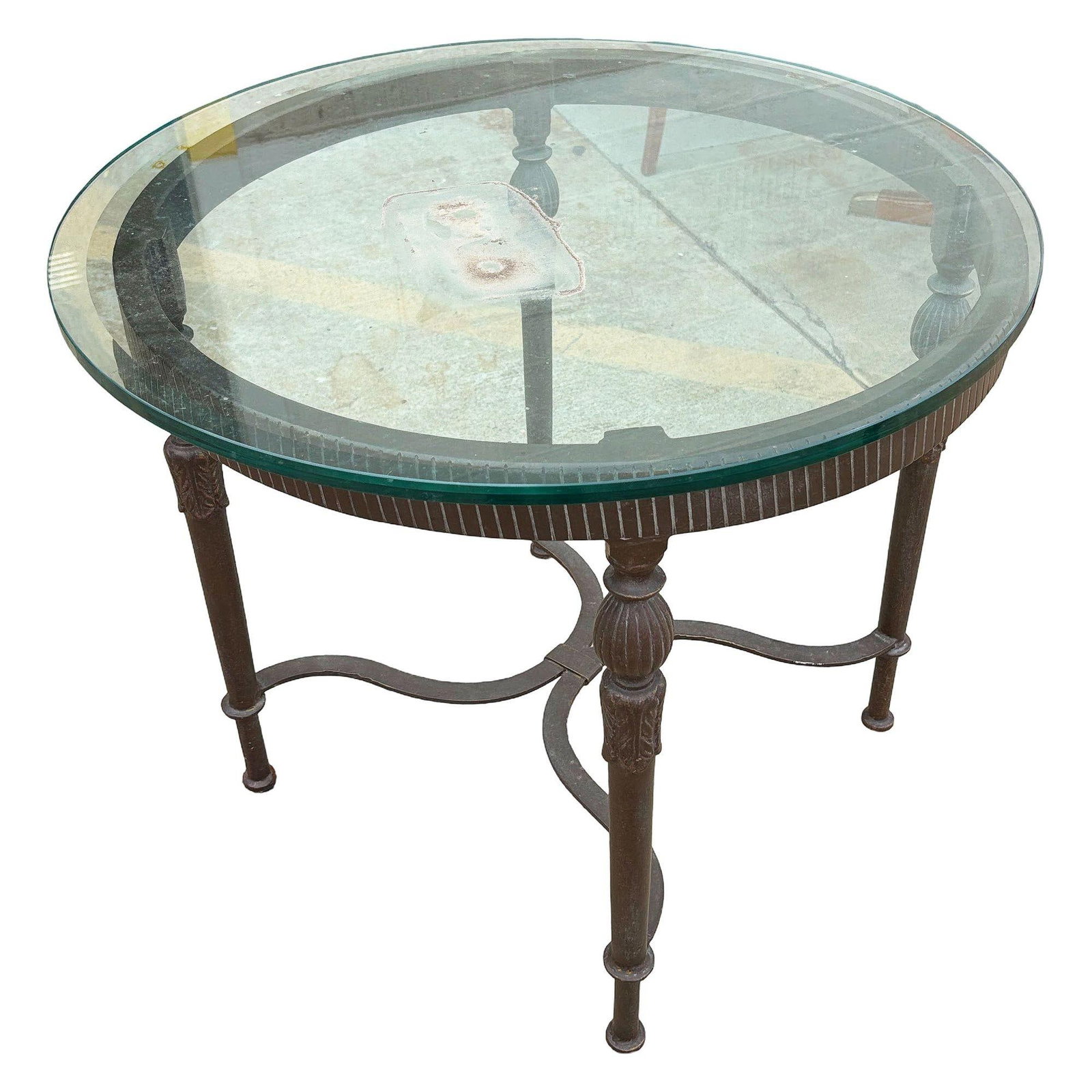 Louis XVI High Style Bronze Accent Table w/ Round Glass Top - 3