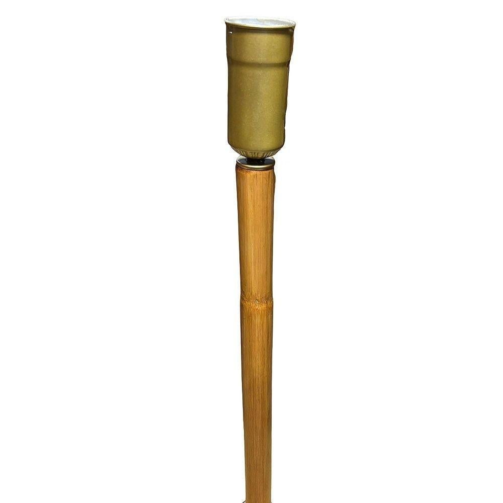 Restored Rattan & Mahogany Hourglass Side Table Torchiere Floor Lamp - 3