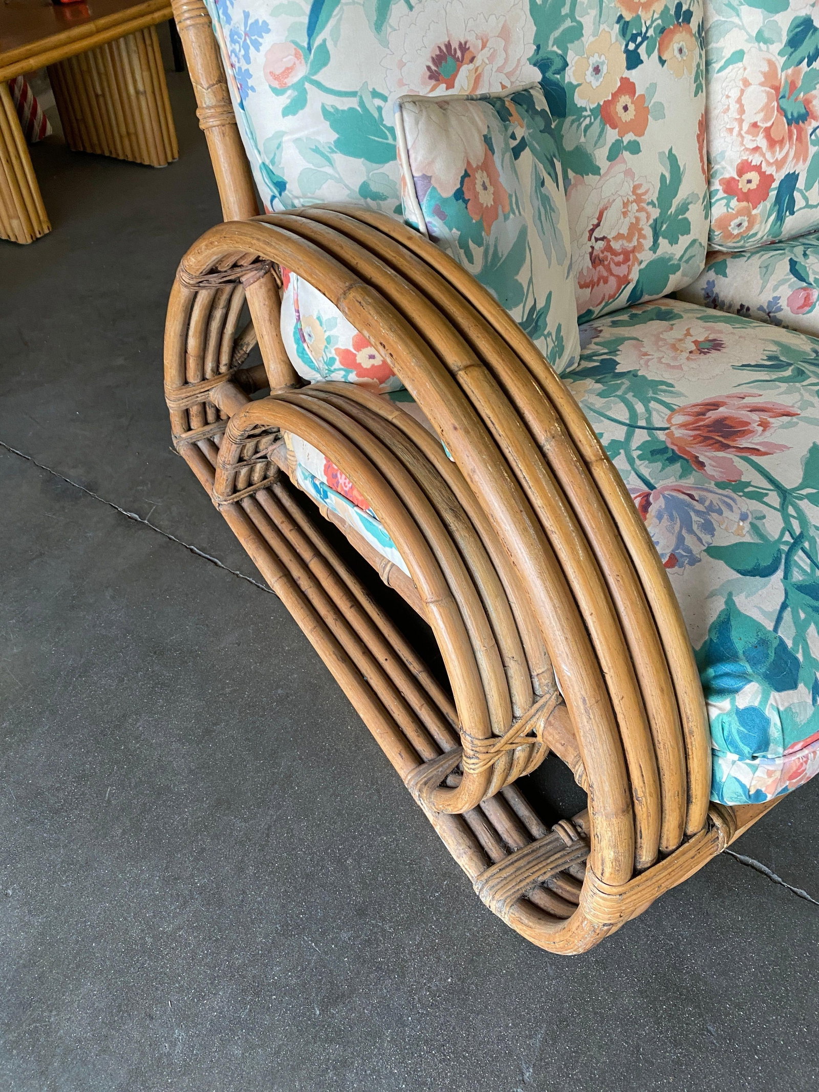 Restored Double D Loop Half Moon Rattan Four-Strand 3 Seater Sofa - 2