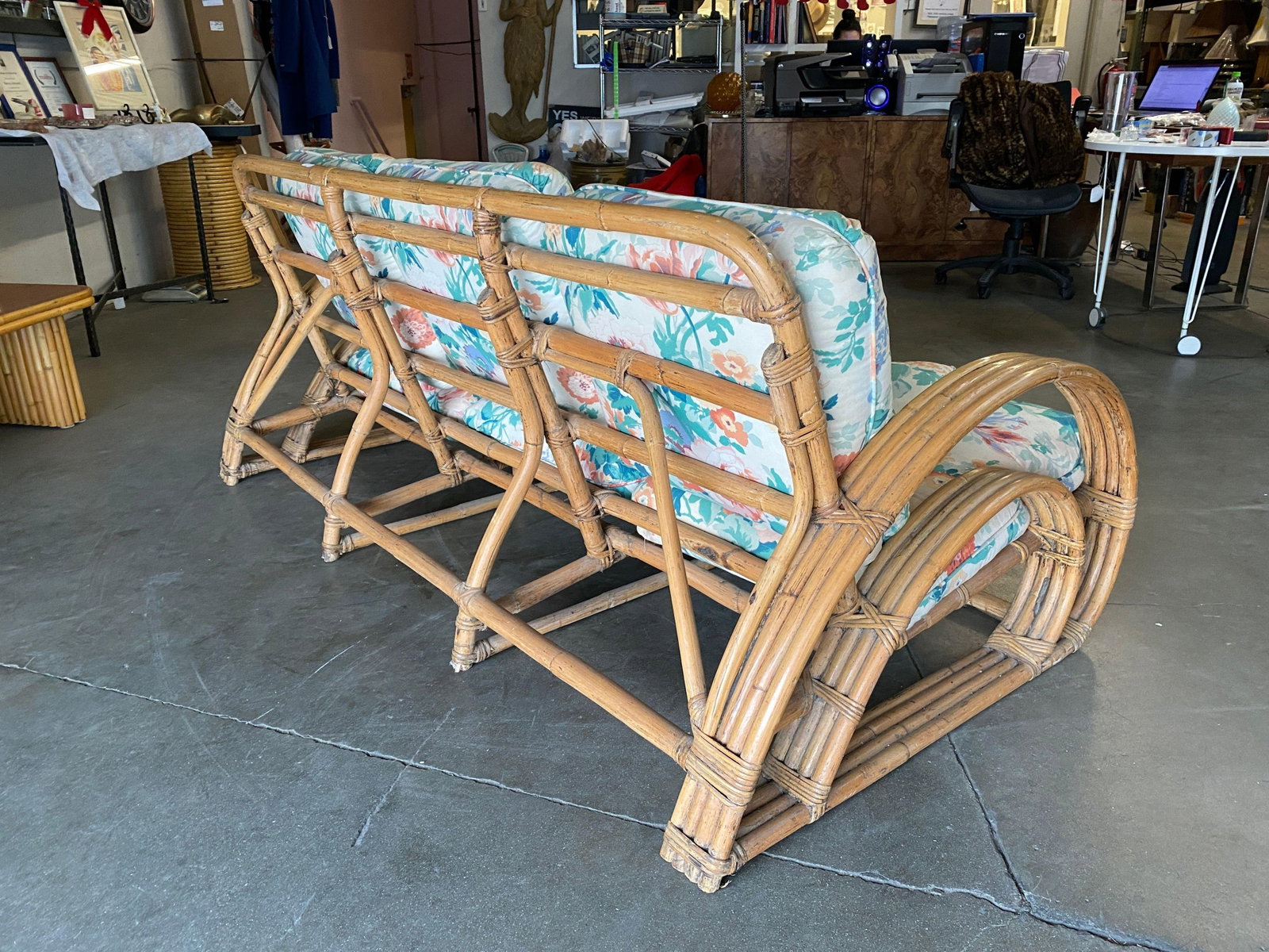 Restored Double D Loop Half Moon Rattan Four-Strand 3 Seater Sofa - 3