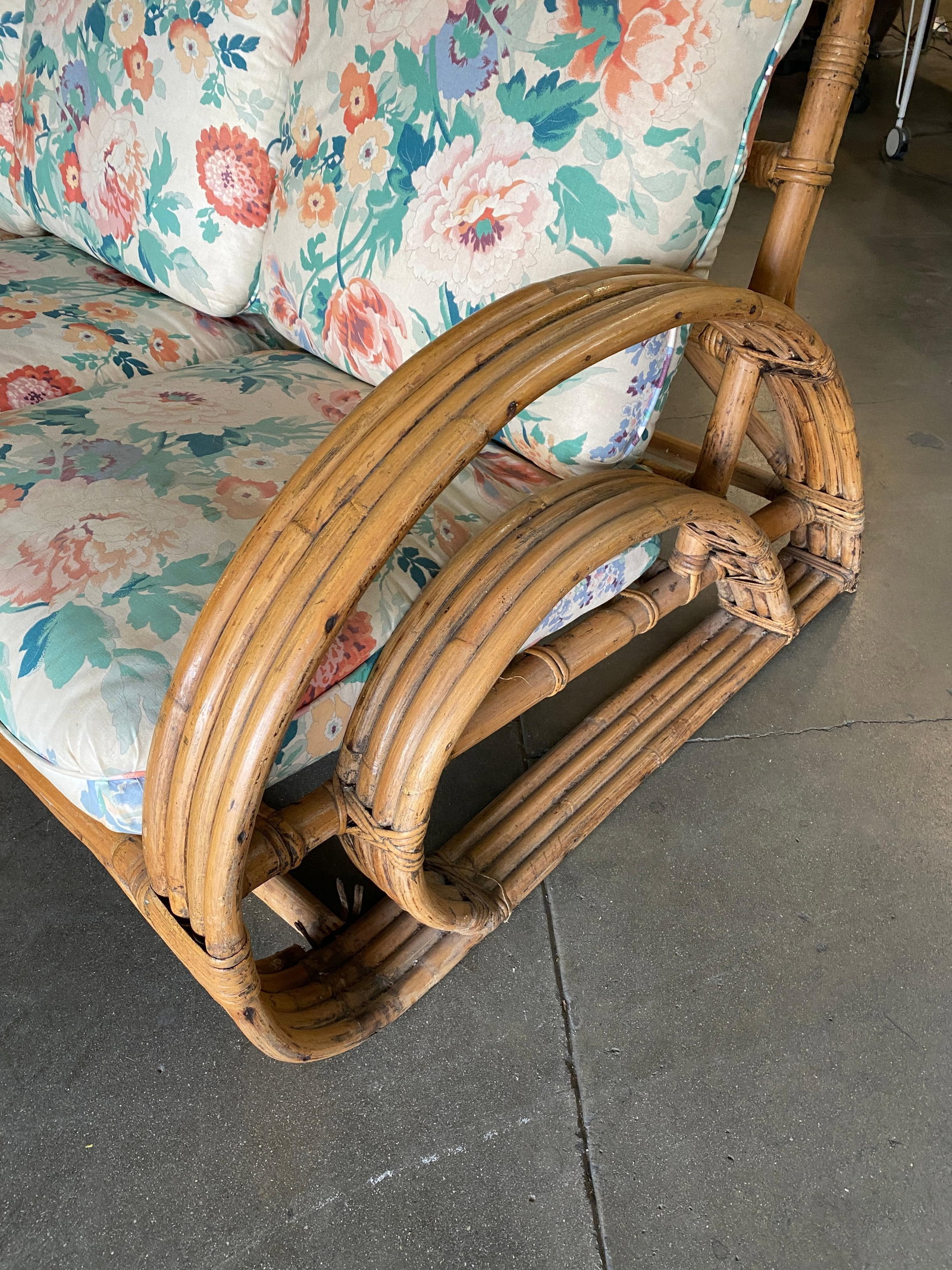 Restored Double D Loop Half Moon Rattan Four-Strand 3 Seater Sofa - 4