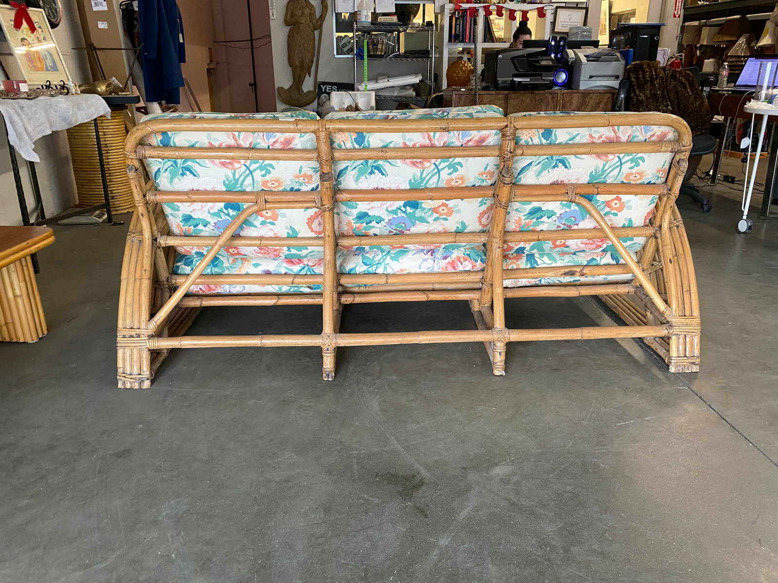 Restored Double D Loop Half Moon Rattan Four-Strand 3 Seater Sofa - 5
