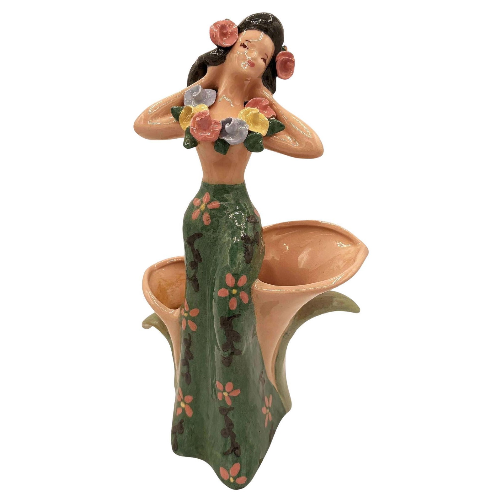 Rare 1940 Dancing Hula Girl Vase by Kaye of Hollywood Dorette Saltzman (1 of 5)